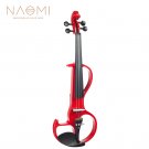 NAOMI Electric Violin 4/4 Violin Electric Violin Hard Case+ Cable +Headphone Red Color Set