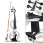 NAOMI Full Size 4/4 Electric Violin Set w/ Bow + Hard Case + Headphones + Audio Cable Musical Instru