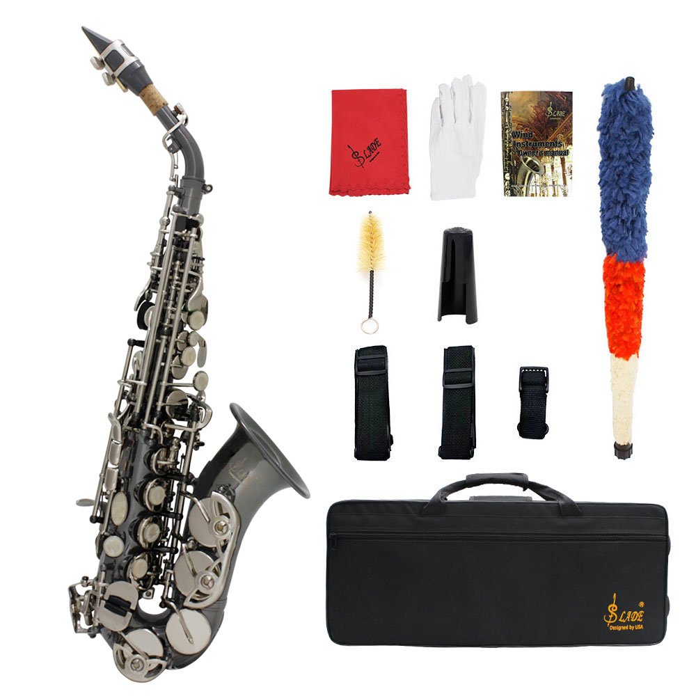Slade Bb Soprano Saxophone Sax Brass Material Woodwind Instrument with Case Gloves Cleaning Cloth Br