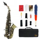 Slade Vintage Style Bb Soprano Saxophone with Carry Case Gloves Cleaning Cloth Brush Sax Strap Mouth