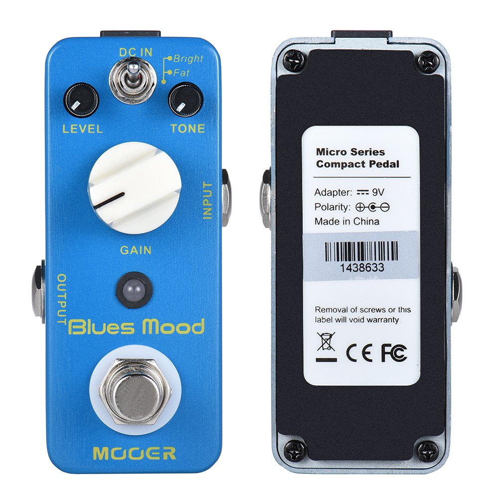 MOOER MBD2 Blue Mood Guitar Pedal Blues Style Overdrive Guitar Effect Pedal 2 Modes(Bright/Fat) True