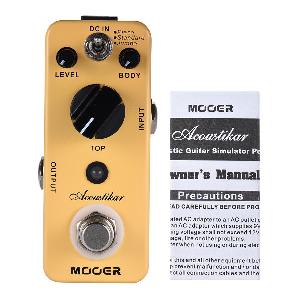 MOOER Acoustikar Acoustic Guitar Simulator Effect Pedal True Bypass Full Metal Shell 3 Modes (Piezo/