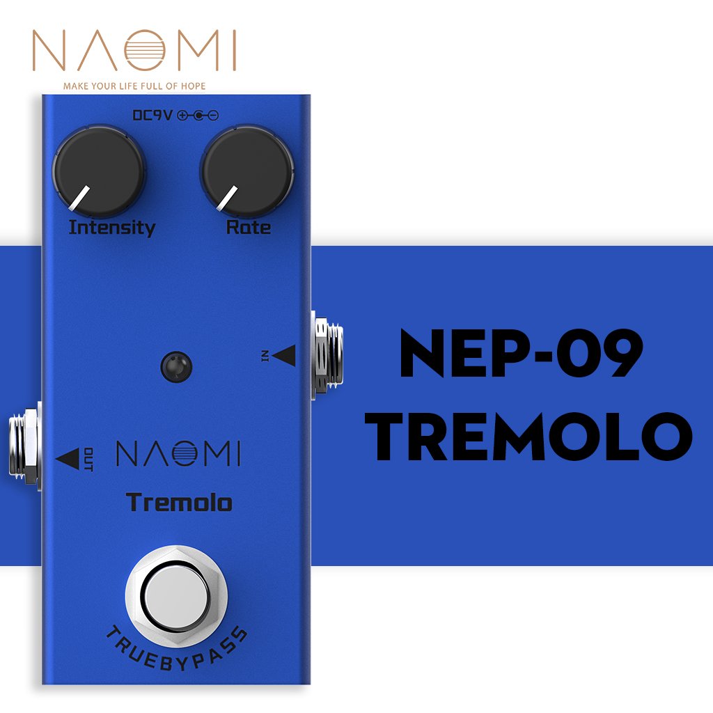 NAOMI Guitar Effect Pedal DC 9V Adapter #NEP-09 Intensity And Rate Knobs Yellow Effect Pedal
