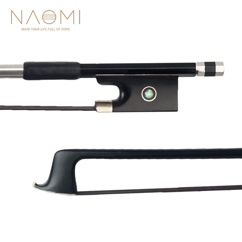 NAOMI 4/4 Size Violin/ Fiddle Bow Carbon Fiber Bow Round Stick AAA Grade Black Horsehair Ebony Frog 