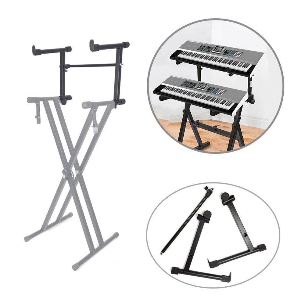 Adjustable Black Single Tube Heightening Electronic Piano Stand Keyboard Instrument Support Holder P