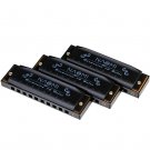 NAOMI 3PCS Hoodoo Blues Harmonica C D G Tone Harmonica Set with Case
