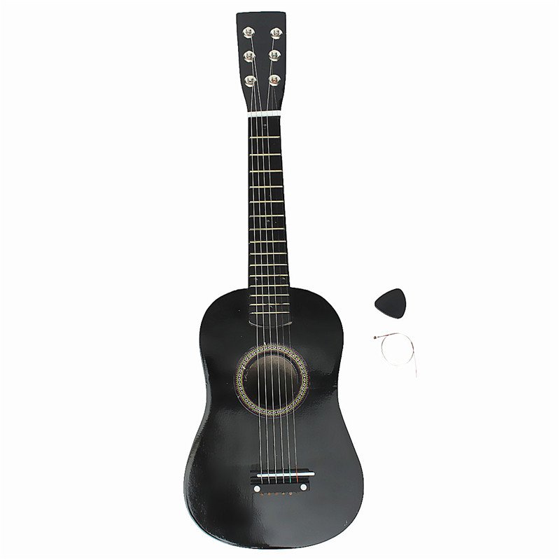 23'' Black 6 String Beginner Wood Acoustic Guitar with Pick + Wire