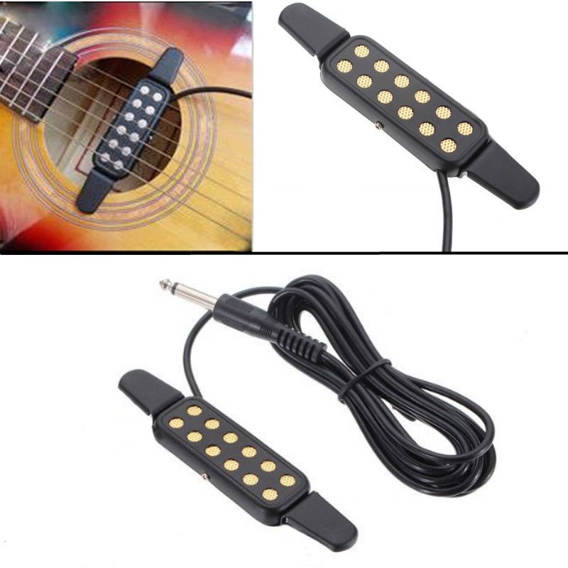 Adjustable Volume 12 Hole Sound Pickup Microphone Wire Amplifier Speaker for Acoustic Guitar With Co