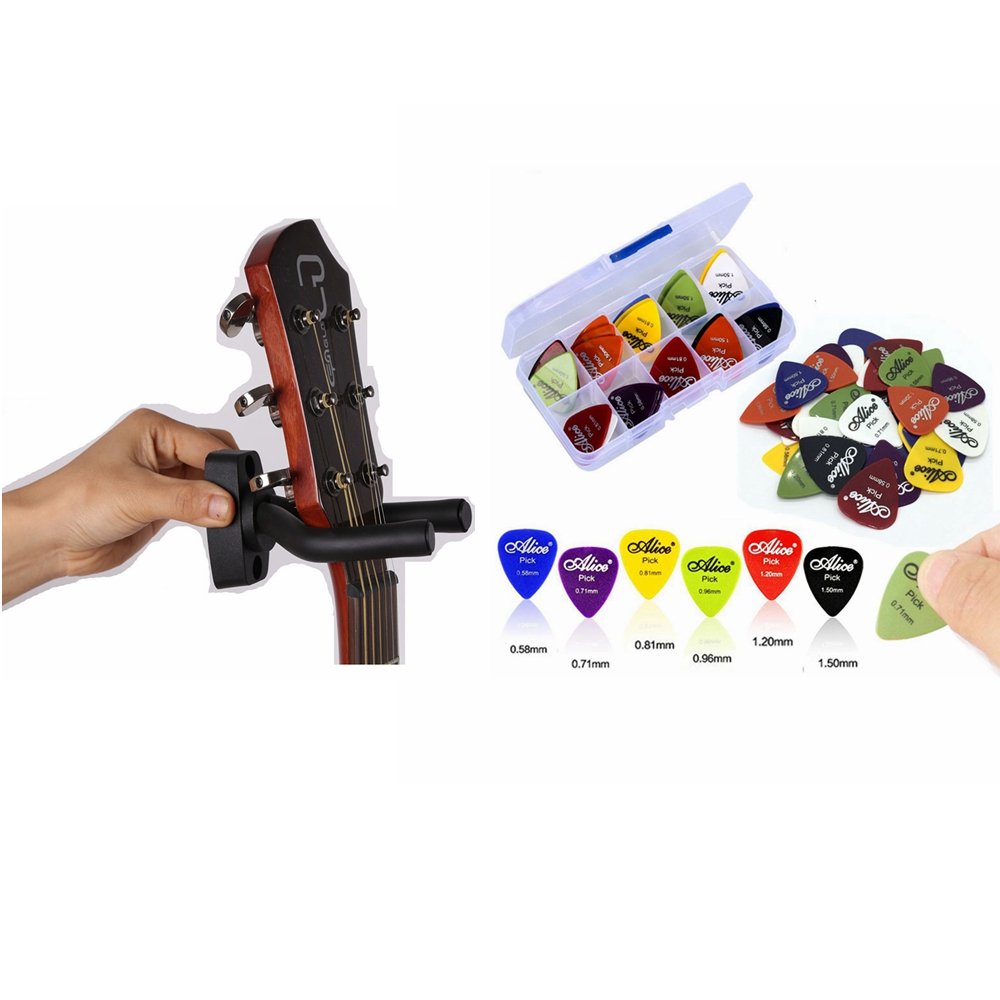 Zebra Guitar Hook Stand and 50Pcs Electric Guitar Thumb Finger Picks  0.58/0.71/0.81/0.96/1.20/1.50m