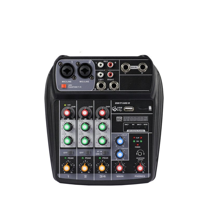 ELM AI-4 Karaoke Audio Mixer Mixing Console Compact Sound Card Mixing Console Digital BT MP3 USB for