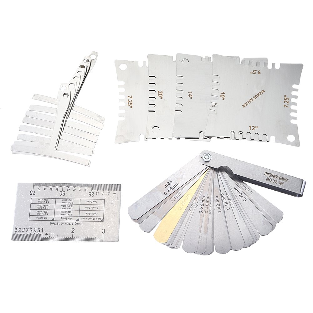 14Pcs Wsmith Guitar Bass String Measuring Tools Luthier Tool Kit 9 T-shaped Ruler 4 Radiant Ruler 1 