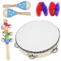 6 Piece Set Orff Musical Instruments Hand Shake Rattle Castanets Sand Hammer Vertical Bell Education