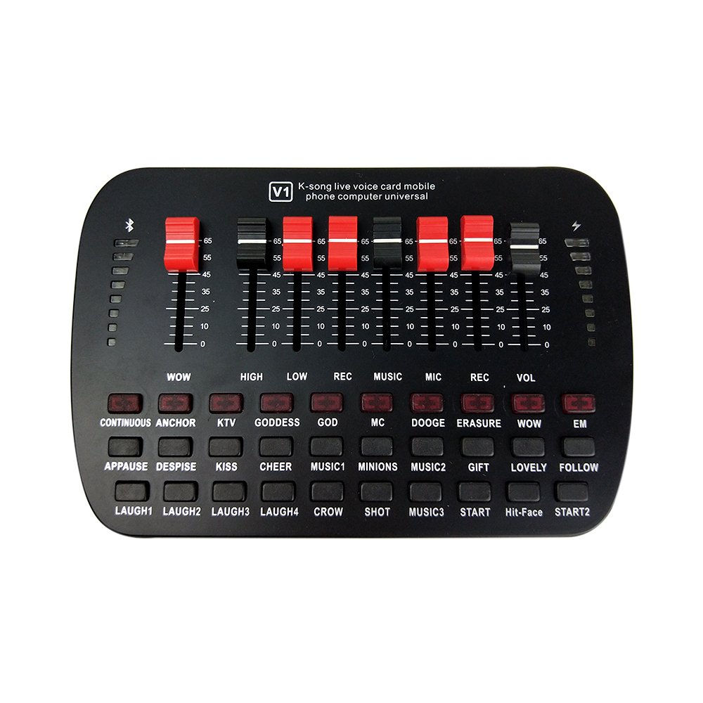 SNQISY V1 Live Sound Card Universal Volume Adjustable USB External Audio Mixer Sound Card for KTV Ka