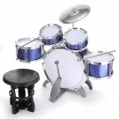 Kids Jazz Drum Set Kit Musical Educational Instrument 5 Drums 1Cymbal with Stool Drum Sticks Percuss