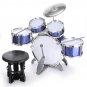 Kids Jazz Drum Set Kit Musical Educational Instrument 5 Drums 1Cymbal with Stool Drum Sticks Percuss