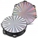 8 Inches Hand Held Tambourine Round Percussion Double Row Orff Instrument for Band Dancing Singing A