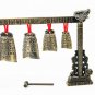 Chinese Musical Instrument Bronze Meditation Gong with 7 Ornate Cow Bell Set