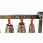 Chinese Musical Instrument Bronze Meditation Gong with 7 Ornate Cow Bell Set