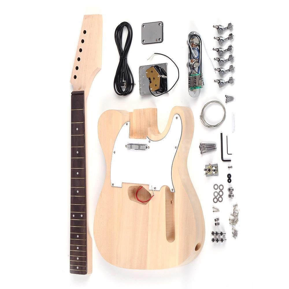 DIY Electric Guitar Accessories Kit Beech Wood Body Maple Neck