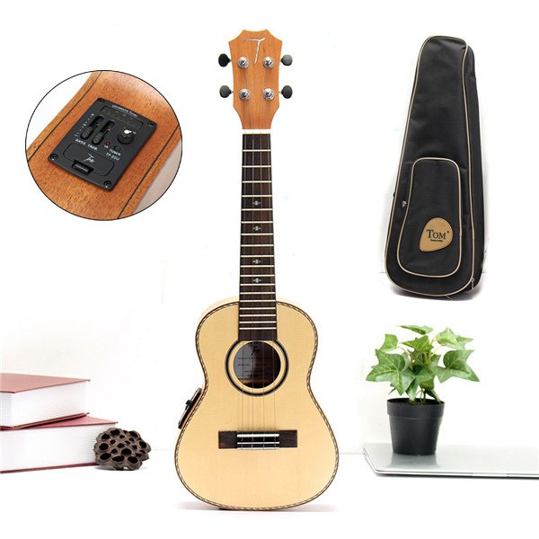 Tom TUC-280E 23 Inch Ukulele Solid Spruce Top Mahogany Back With Pick Up