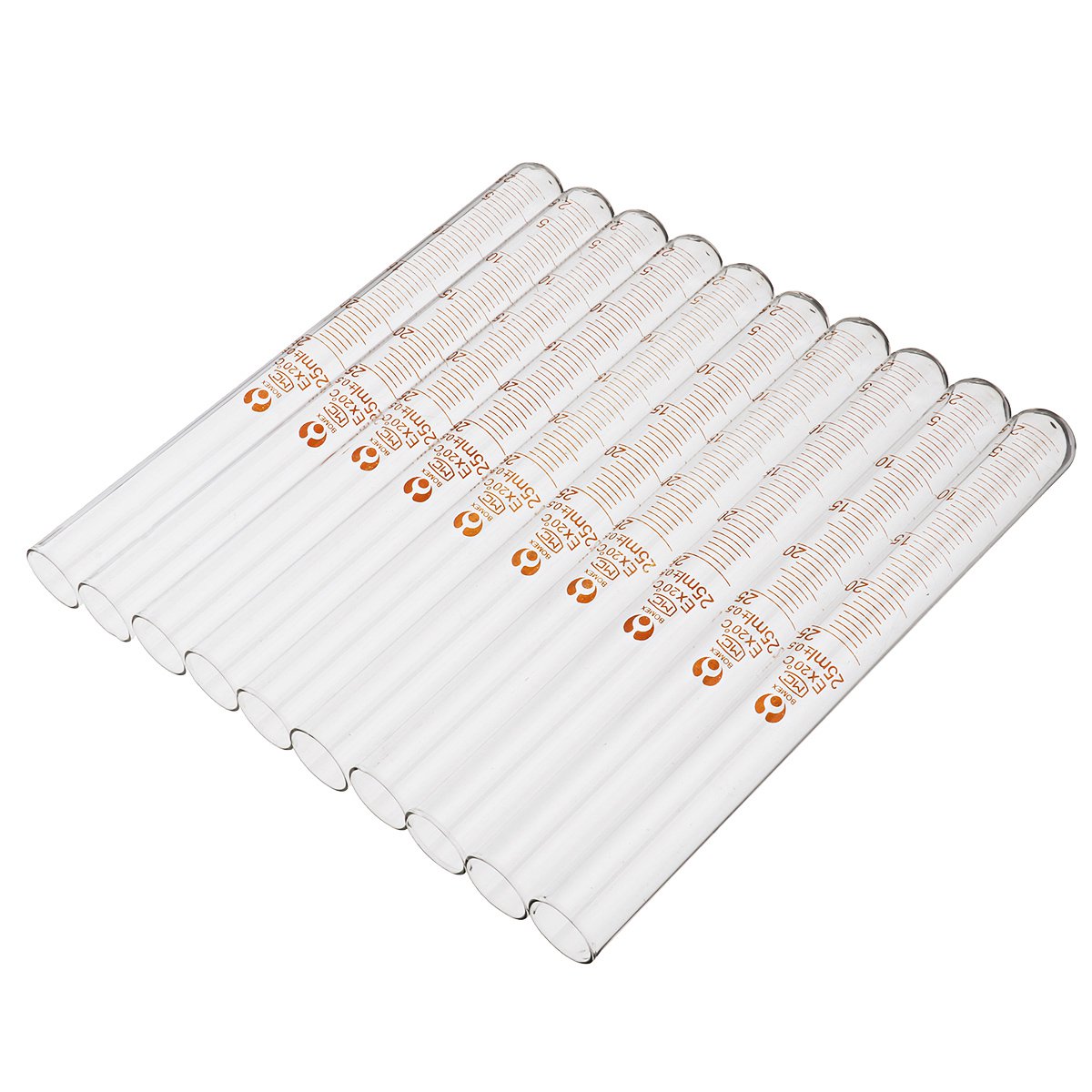 10Pcs/Set Glass Clear Graduated Test Tube Measuring Calibration Tube 5/10/20/25/50mL for Lab Experim