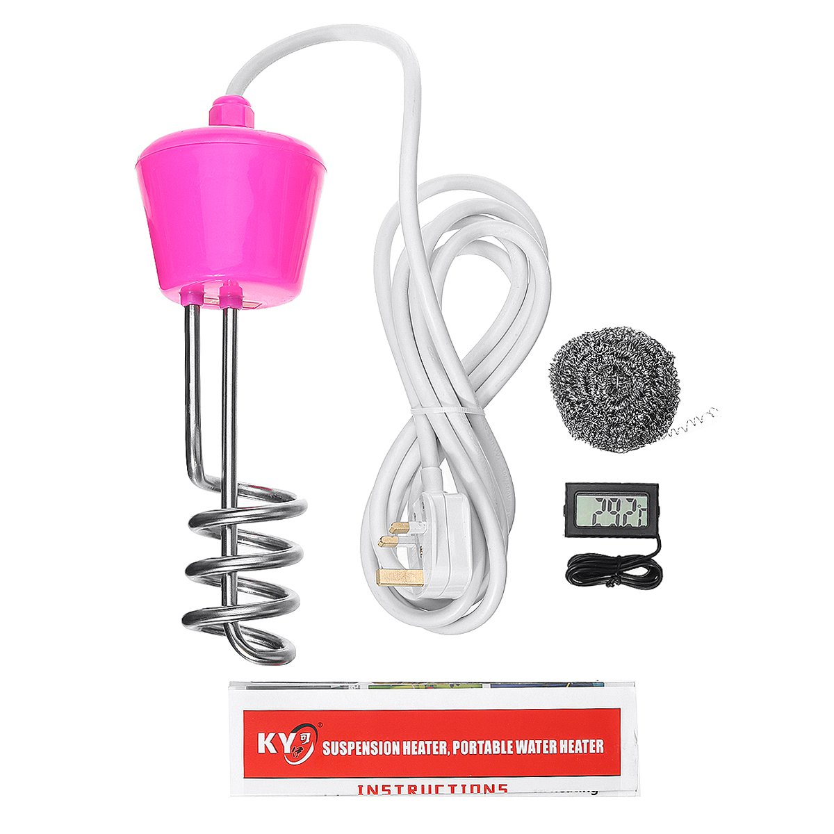 2500W Portable Suspension Immersion Water Heater Element Boiler For Bucket Basin Bath Tub Mini Infla