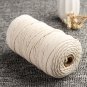 3mm x 200m Natural Beige White Twisted 100% Pure Cotton Cord Rope DIY Crafts Macrame String