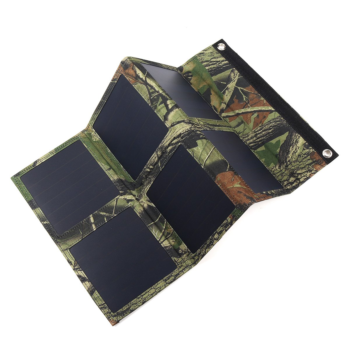 25W 5V Foldable Solar Panel Charger Solar Power Bank Dual USB Camouflage Backpack Camping Hiking for