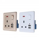 13A UK Plug Power Outlet Socket Dual USB Wall AC DC Charger Switch Adapter Port