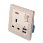 13A UK Plug Power Outlet Socket Dual USB Wall AC DC Charger Switch Adapter Port
