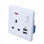 13A UK Plug Power Outlet Socket Dual USB Wall AC DC Charger Switch Adapter Port