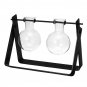 Desktop Glass Planter Bulb Vase with Classic Solid Iron Stand and Metal Swivel Holder for Hydroponic