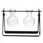 Desktop Glass Planter Bulb Vase with Classic Solid Iron Stand and Metal Swivel Holder for Hydroponic