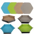 Hexagon Dice Tray Dices Rolling Holder PU Leather Storage Holder
