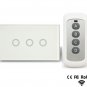 1 Way 3 Gang Crystal Glass Remote Panel Touch LED Light Switches Controller