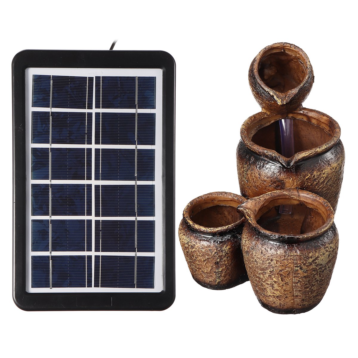 Solar Water Fountain Feature Ceramic Micro Water Flow Ornament Pumping Diving Cooling With 3W Solar 