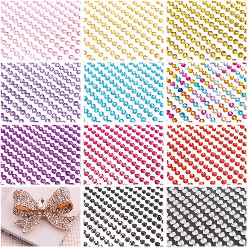 775pcs 3mm Self Adhesive Stick Gems Diamante Rhinestone Sparkle Strip Craft