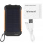 Solar Power Bank 12000mAh Dual USB Portable Waterproof Solar Charger with 2 LED Light Built In Compa
