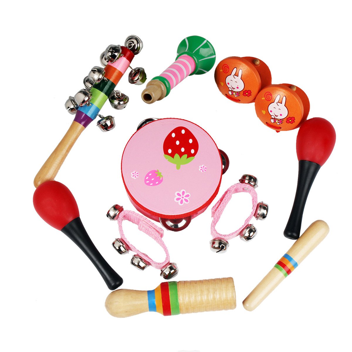 10Pcs Musical Toy Percussion Safe Non-toxic Toys Musical Instruments Educational Tools Rhythm Kit fo