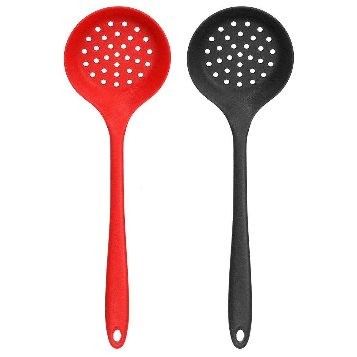 Heat Resistant Silicone Colander Slotted Spoon Long Handle Strainer Kitchenware