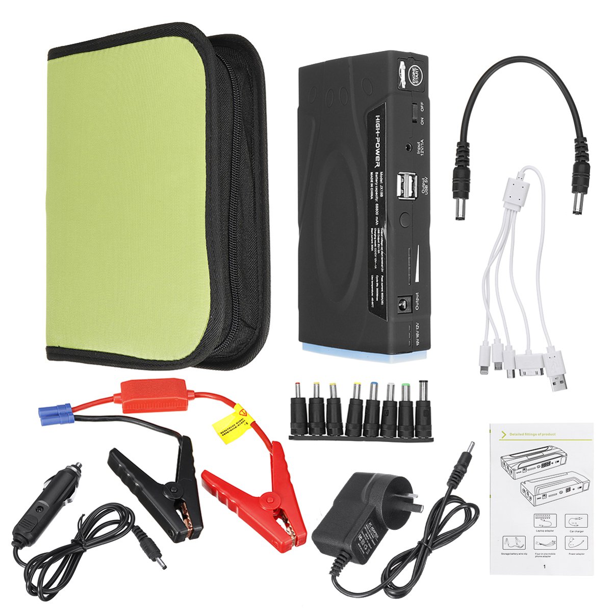 68800mAh Portable Power Supply Multi-Function Car Jump Starter Emergency Light Mobile Power Bank Bat