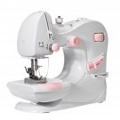 110-240V Portable Mini Desktop Sewing Machine Double Speed Automatic Thread W/ Light