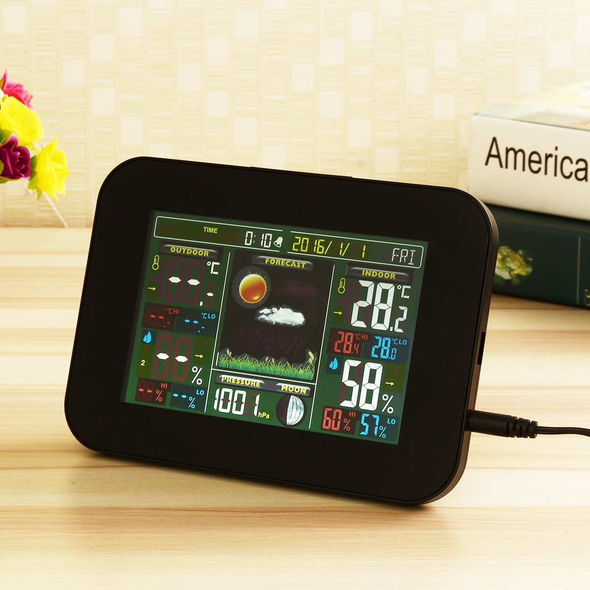 Digital Wireless Weather Forecast Station Temperature Humidity Thermometer Alarm Clock Monitor