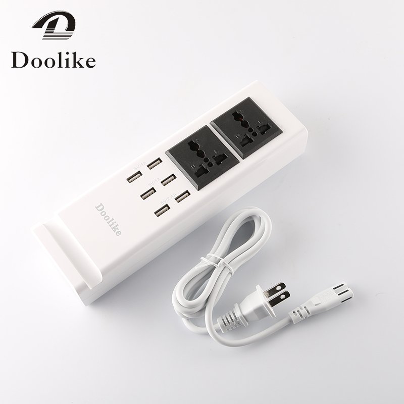 Smart Charger 6 USB Charging Ports Dual AC Ports Phone Holder Power Adapter Charging Station