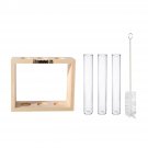 Table & Hanging Glass Water Tube Vase Plant Pot Wood Stand Flower Terrarium Hydroponic Soilless Cult