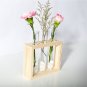 Table & Hanging Glass Water Tube Vase Plant Pot Wood Stand Flower Terrarium Hydroponic Soilless Cult