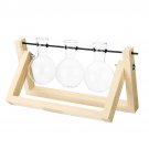 Vintage Style Water Glass Tabletop Plant Bonsai Flower Vase Wooden Frame Tray Glass Hydroponic Syste