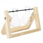 Vintage Style Water Glass Tabletop Plant Bonsai Flower Vase Wooden Frame Tray Glass Hydroponic Syste