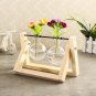 Vintage Style Water Glass Tabletop Plant Bonsai Flower Vase Wooden Frame Tray Glass Hydroponic Syste