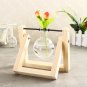 Vintage Style Water Glass Tabletop Plant Bonsai Flower Vase Wooden Frame Tray Glass Hydroponic Syste